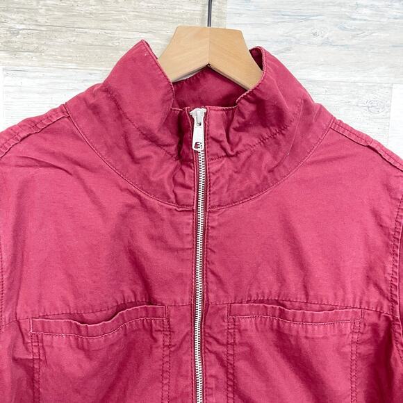 Old Navy Field Utility Jacket Red Full Zip Pockets Unlined Cotton Womens XL - Picture 3 of 7